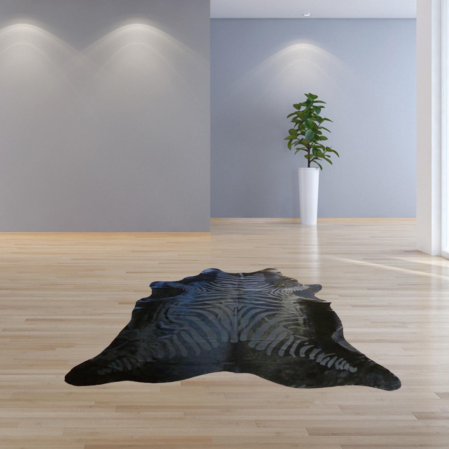 Black Cowhide Handmade Area Rug
