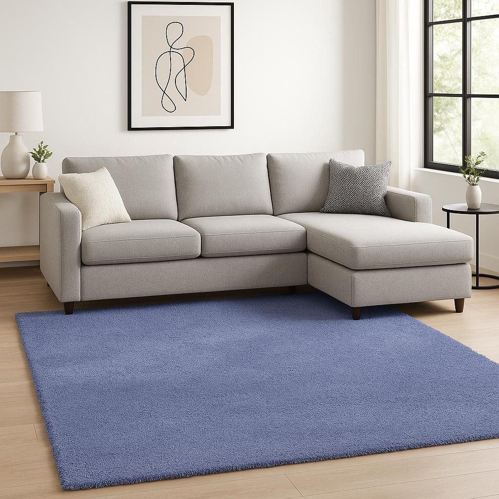 Purple Polyester Shag Hand-Woven Rectangle Area Rug, 9′ × 13′