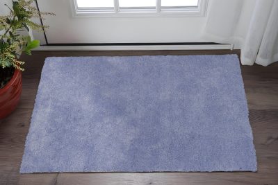 Purple Polyester Shag Hand-Woven Rectangle Area Rug