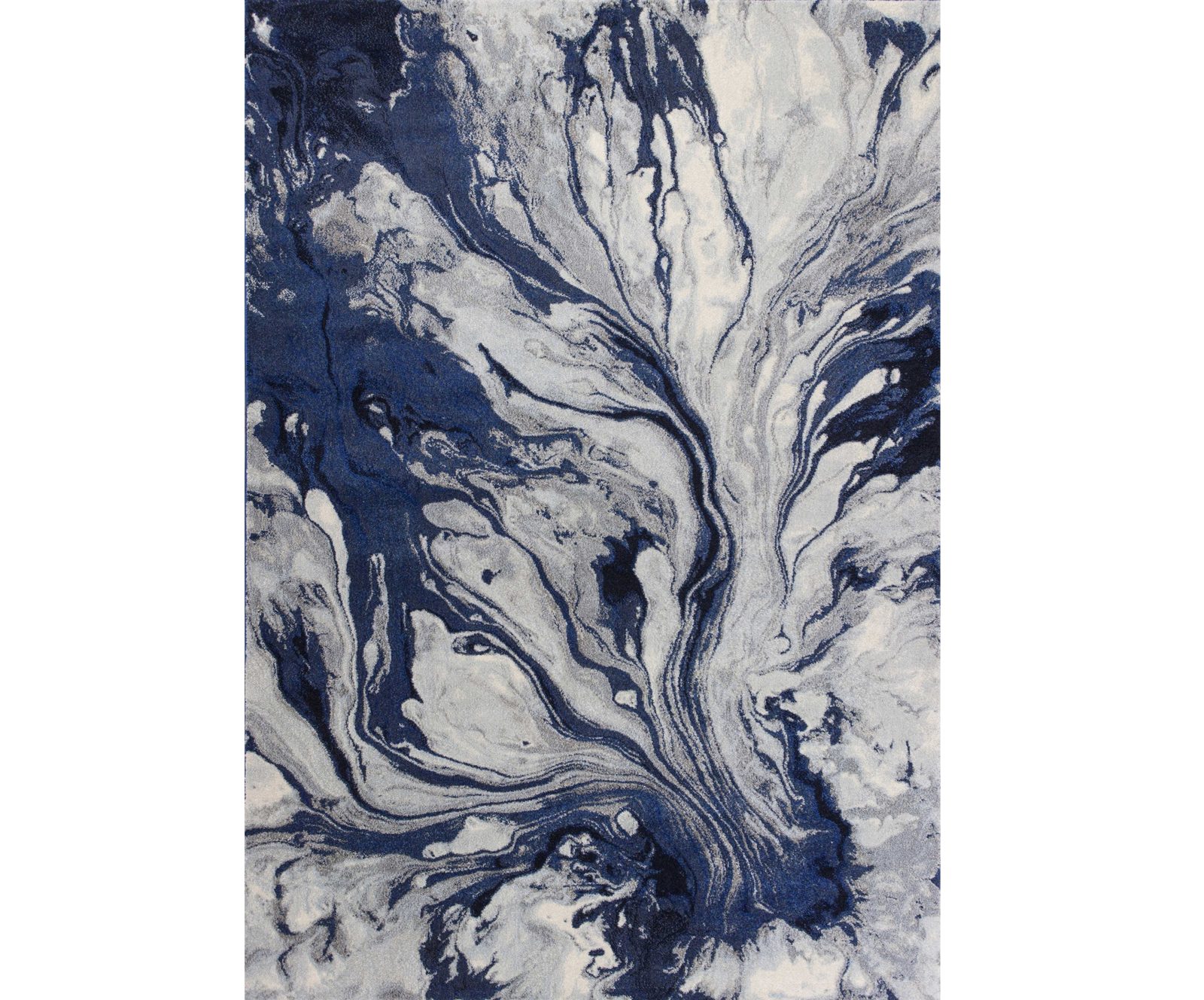 Blue Gray and Ivory Abstract Polypropylene Rectangle Area Rug
