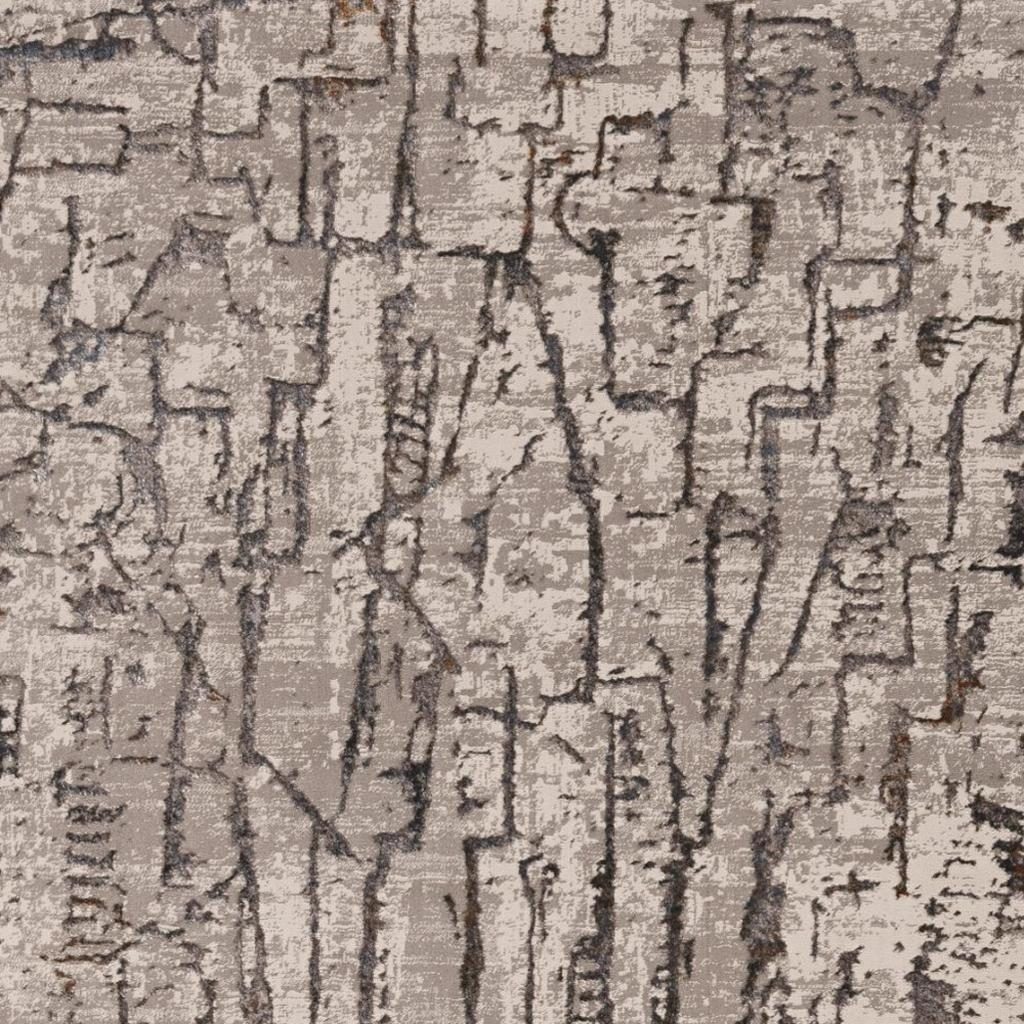 Gray and Black Abstract Distressed Polyester Area Rug