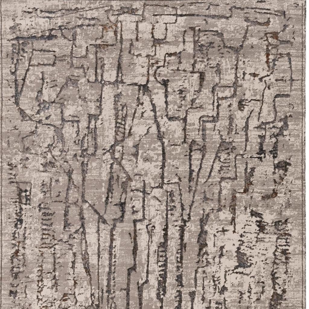 Gray and Black Abstract Distressed Polyester Area Rug