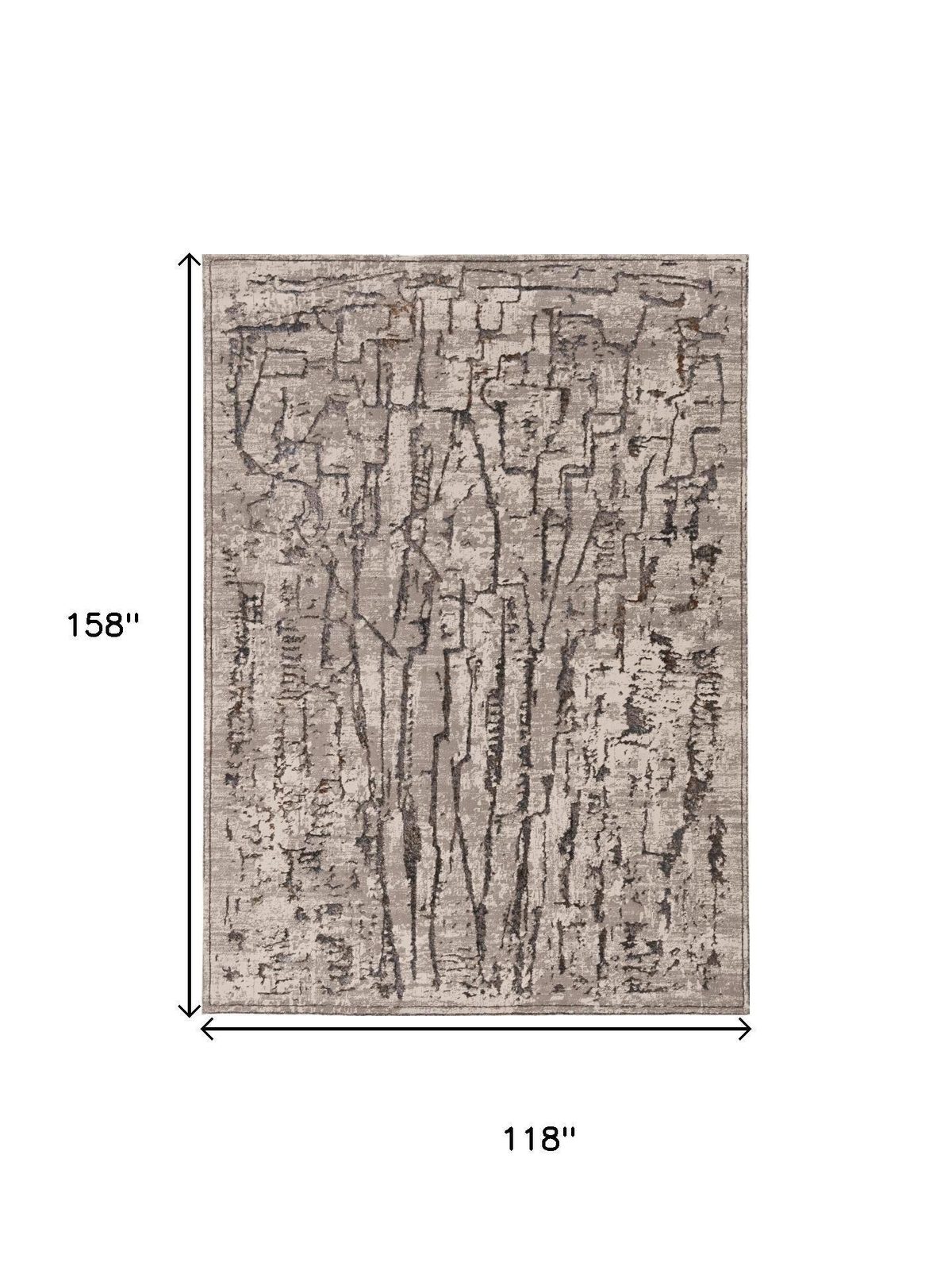 Gray and Black Abstract Distressed Polyester Area Rug