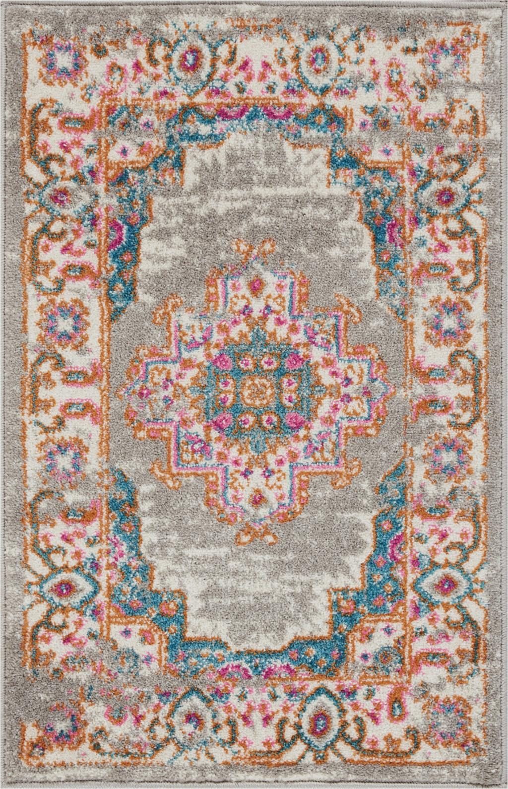 2′ X 3′ Gray Gold Medallion Polypropylene Rectangle Area Rug