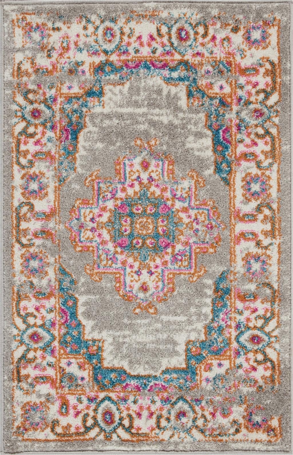 2′ X 3′ Gray Gold Medallion Polypropylene Rectangle Area Rug