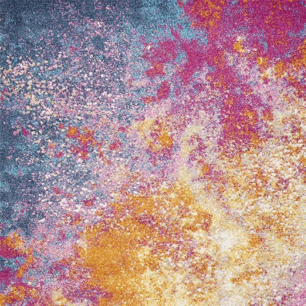4′ X 6′ Blue And Orange Abstract Polypropylene Area Rug