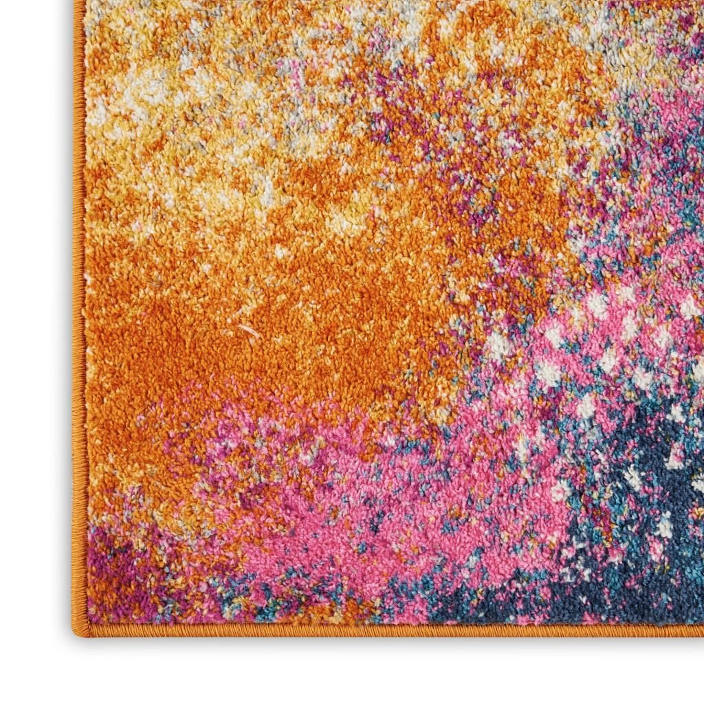 4′ X 6′ Blue And Orange Abstract Polypropylene Area Rug