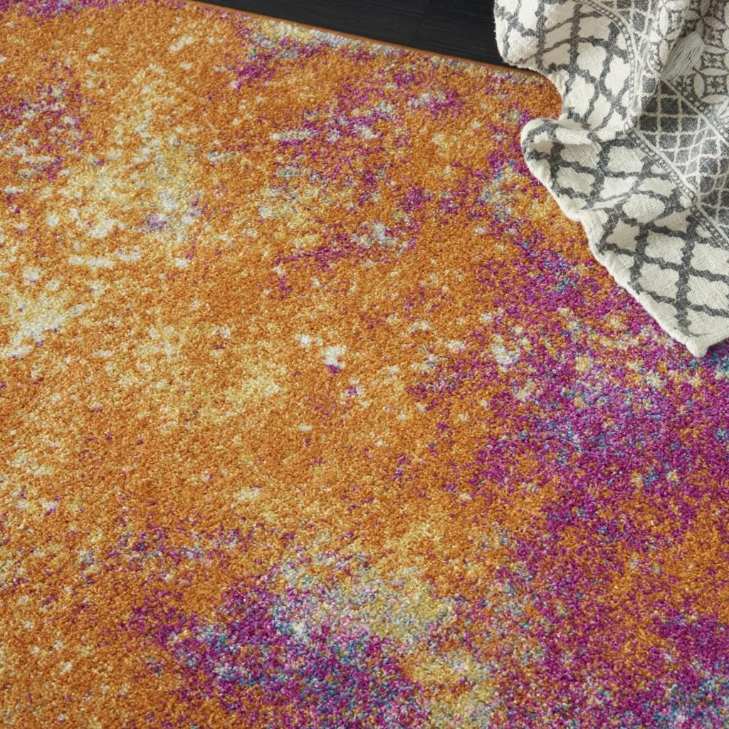 4′ X 6′ Blue And Orange Abstract Polypropylene Area Rug