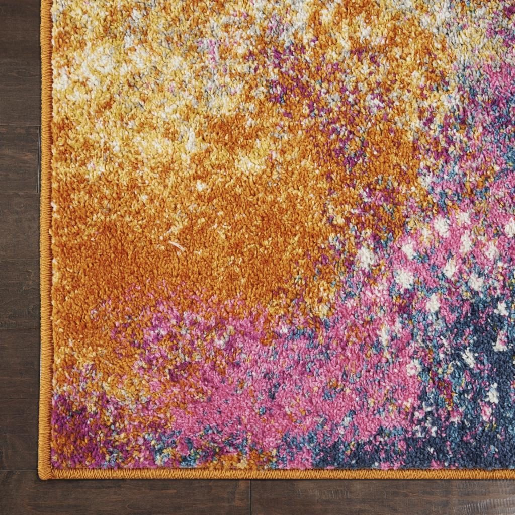 4′ X 6′ Blue And Orange Abstract Polypropylene Area Rug