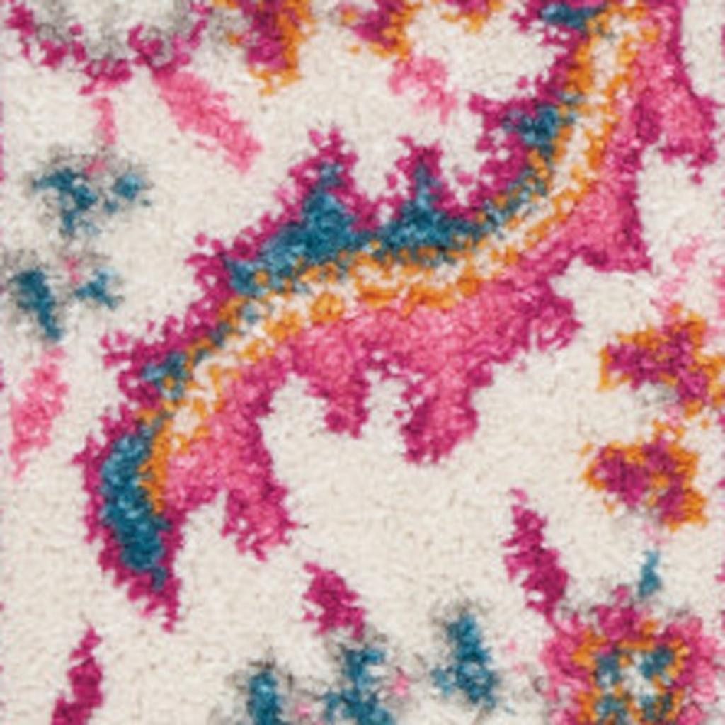 Light Gray and Pink Medallion Polypropylene Rectangle Area Rug