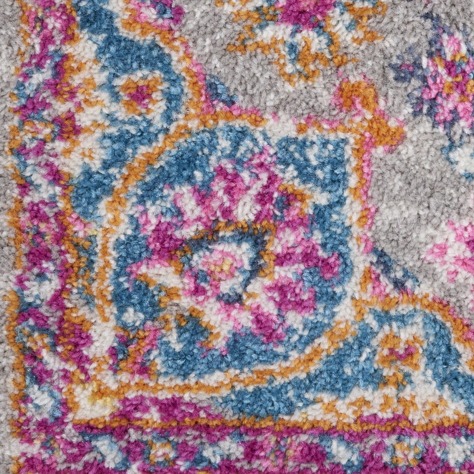 Gray and Ivory Polypropylene Medallion Area Rug