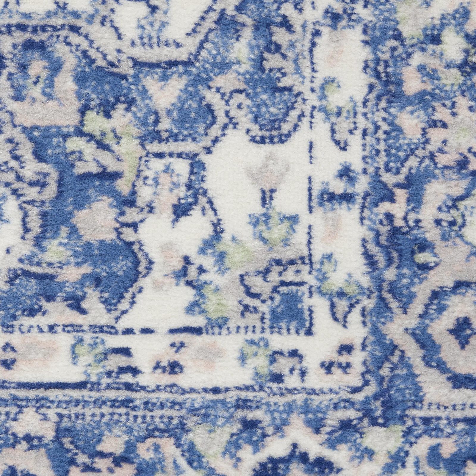 6′ X 9′ Blue and Gray Floral Polypropylene Area Rug
