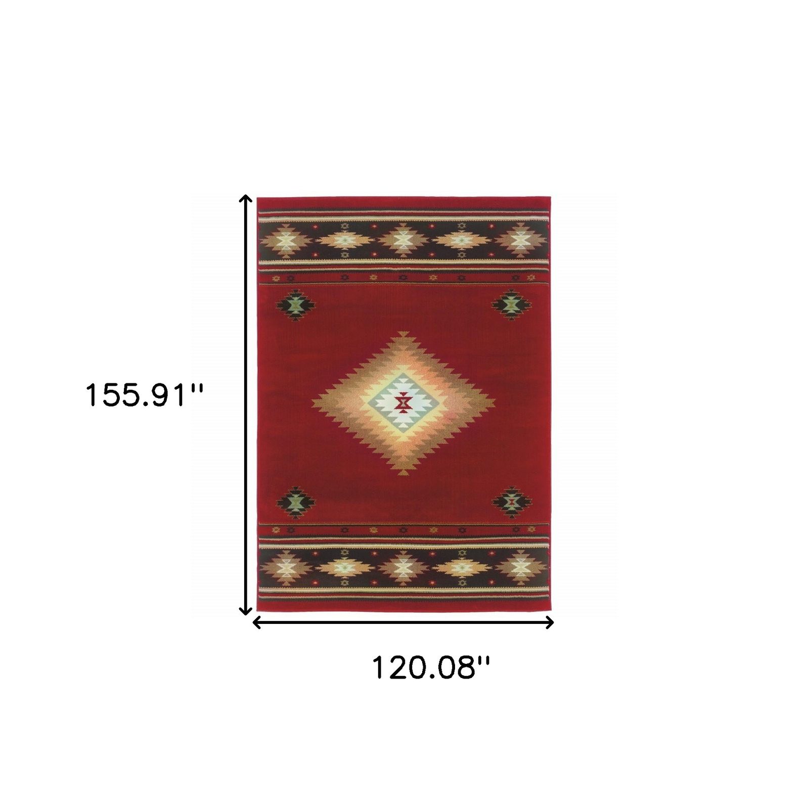 Red and Beige Ikat Pattern Polypropylene Area Rug