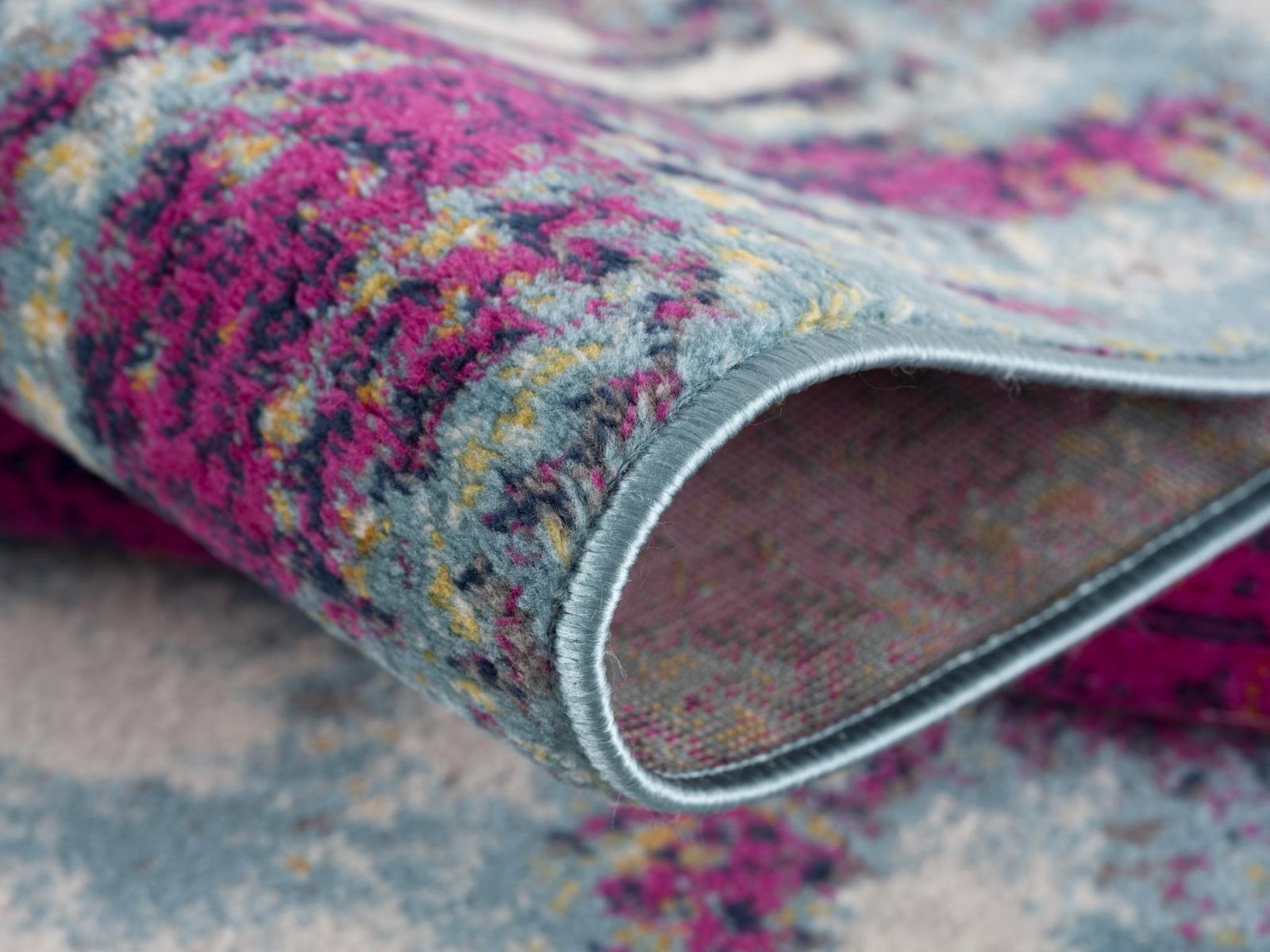 Gray Ivory and Magenta Abstract Polypropylene Area Rug