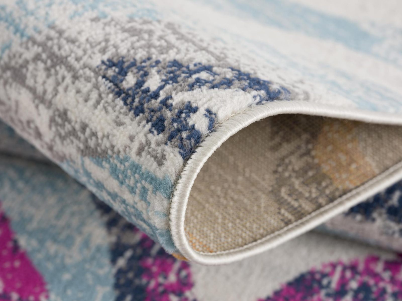 Blue and Gold Abstract Polypropylene Area Rug