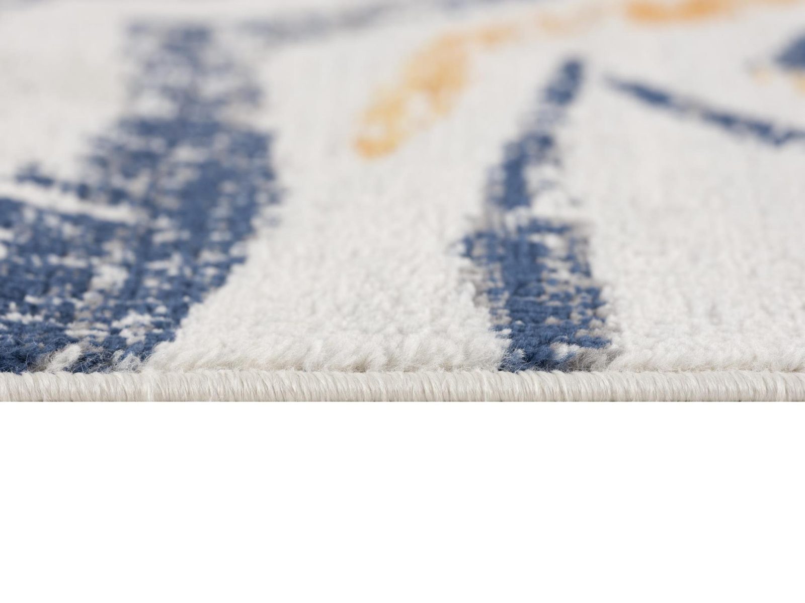 Blue and Gold Abstract Polypropylene Area Rug