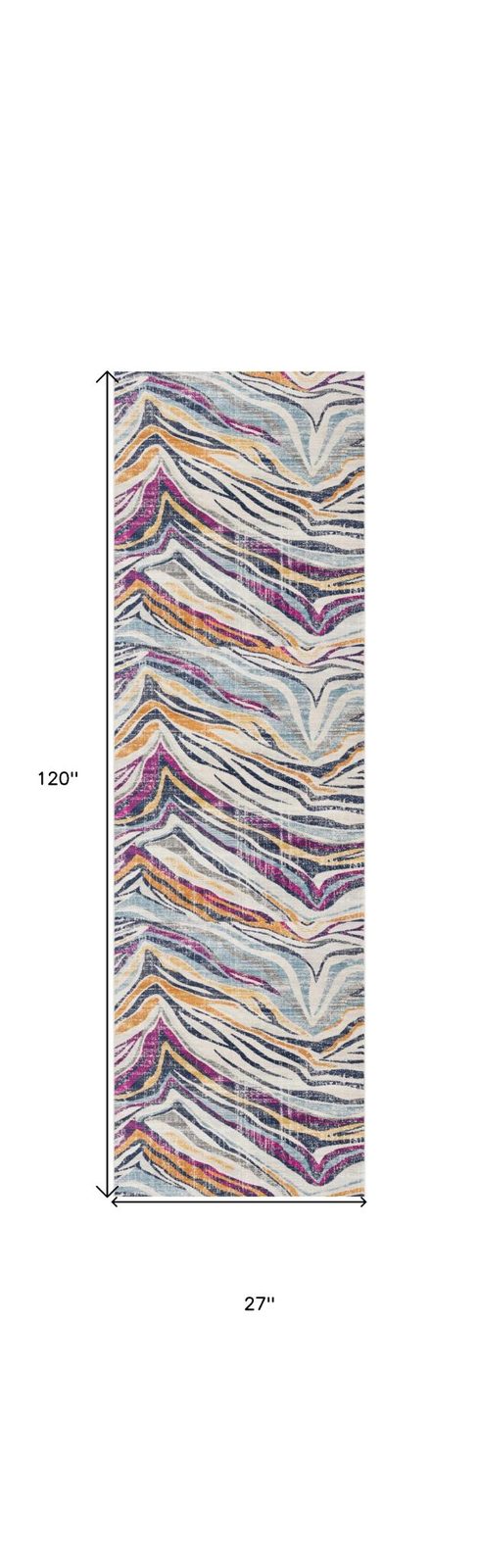 Blue and Gold Abstract Polypropylene Area Rug