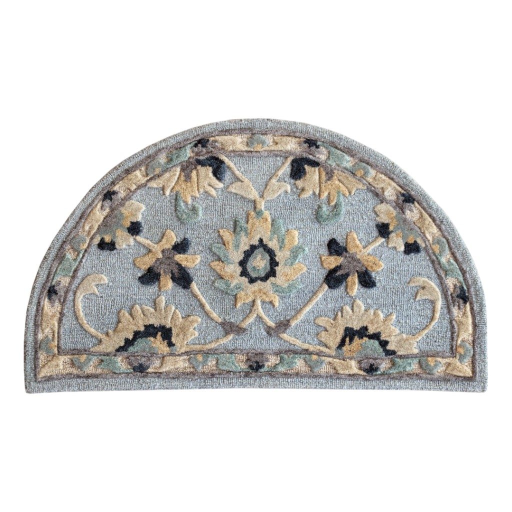 Blue and Beige Wool Hand Woven Area Rug