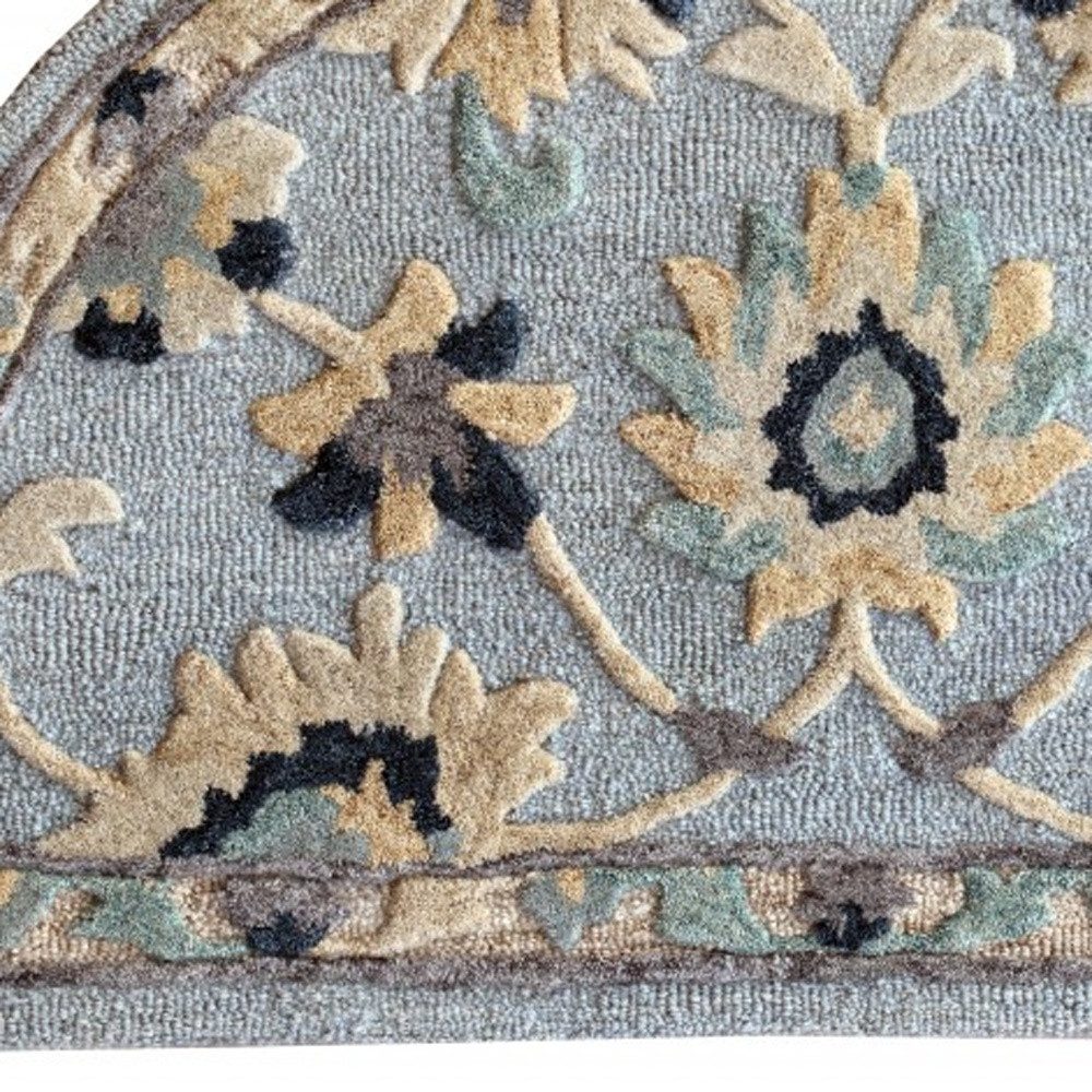 Blue and Beige Wool Hand Woven Area Rug