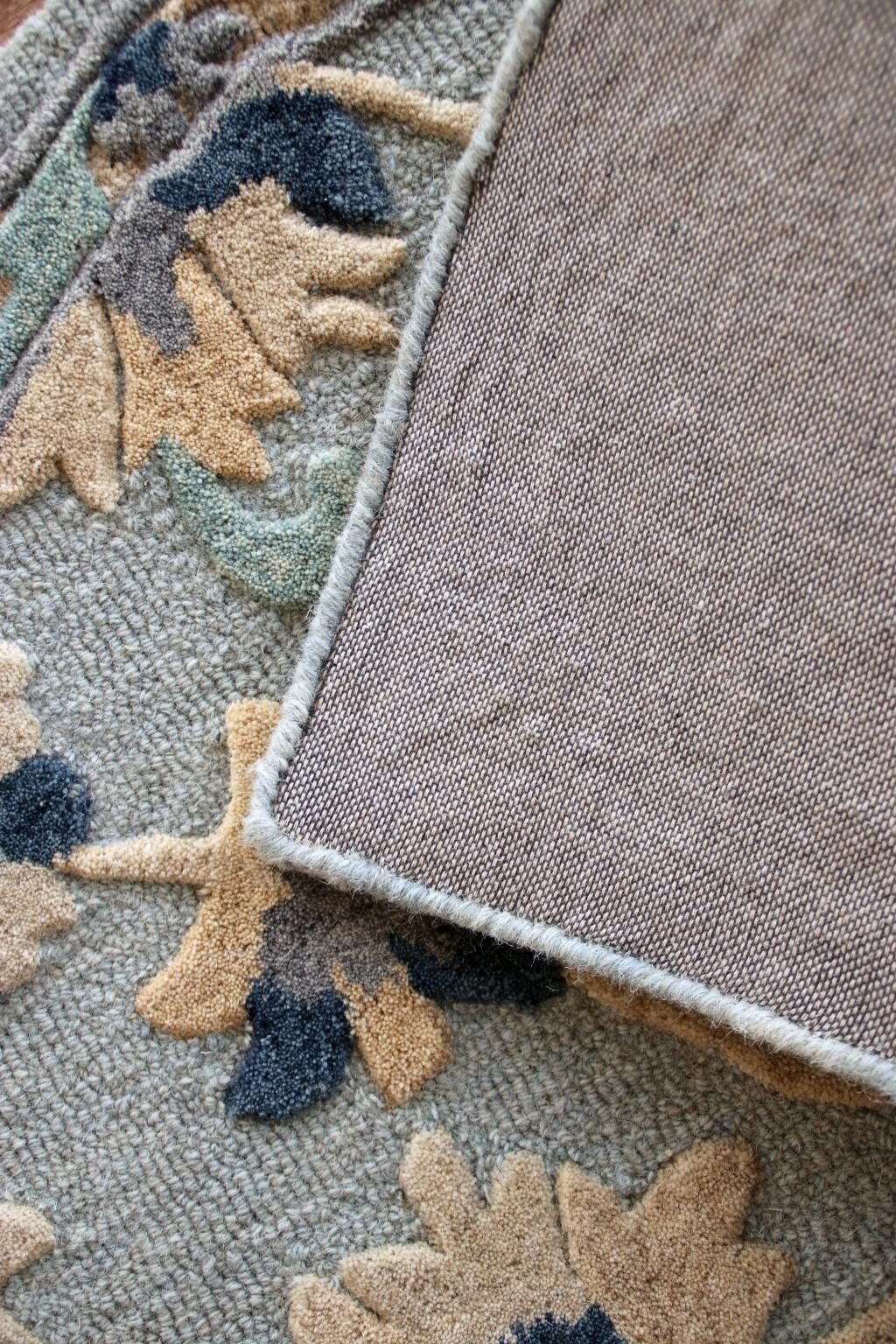 Blue and Beige Wool Hand Woven Area Rug