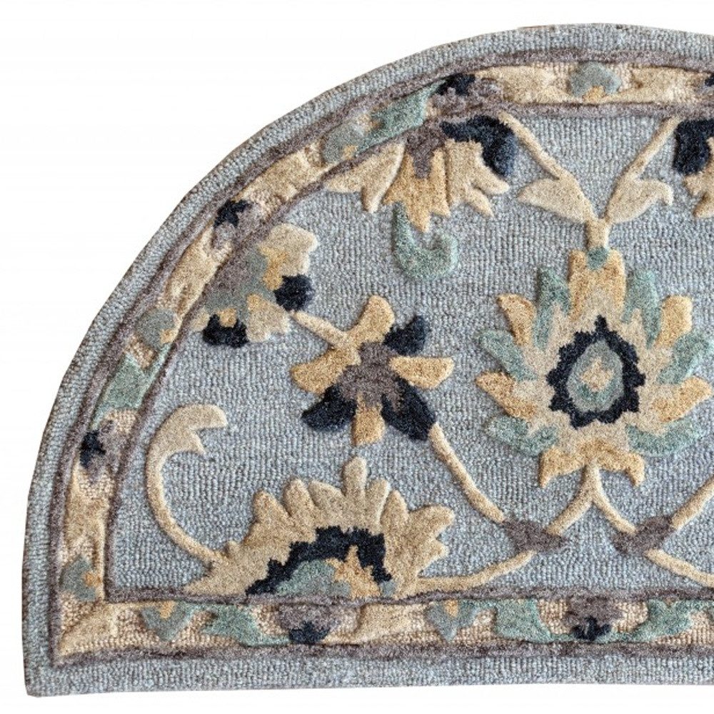 Blue and Beige Wool Hand Woven Area Rug