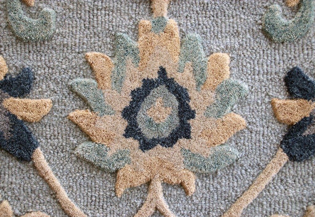 Blue and Beige Wool Hand Woven Area Rug