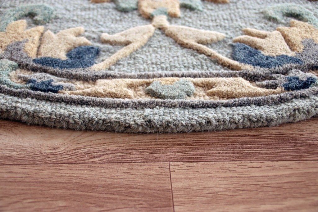 Blue and Beige Wool Hand Woven Area Rug