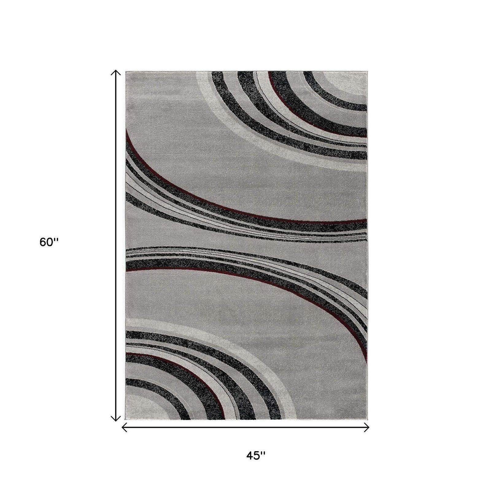Gray Abstract Dhurrie Polypropylene Rectangle Area Rug