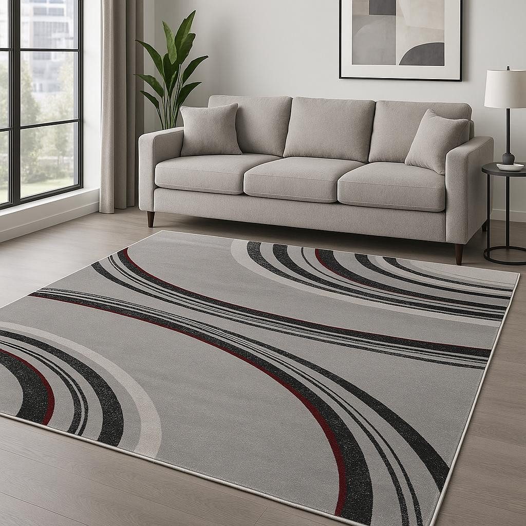 Gray Abstract Dhurrie Polypropylene Rectangle Area Rug, 8′ × 10′