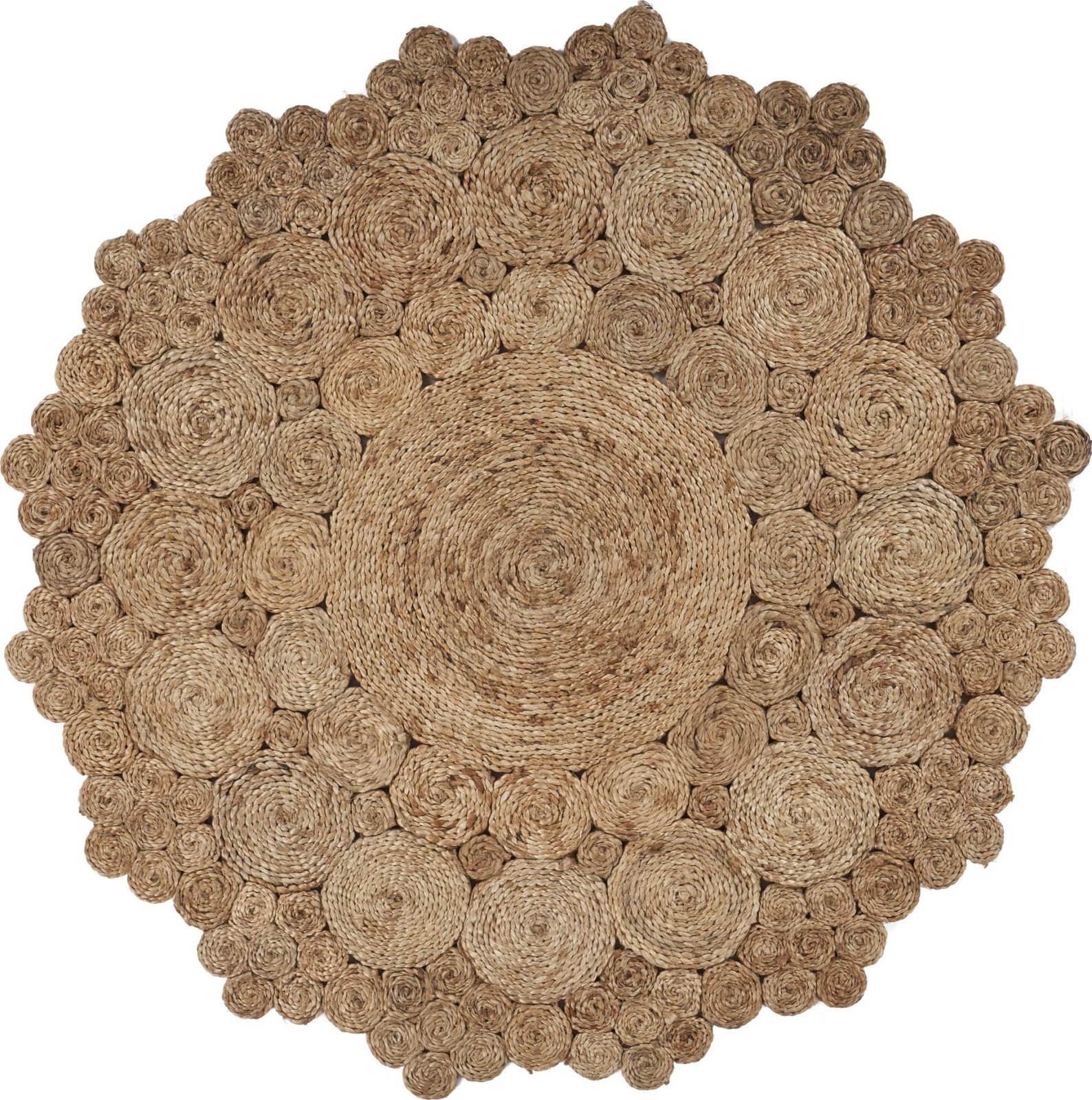 Natural Jute Abstract Geometric Hand Braided Round Area Rug