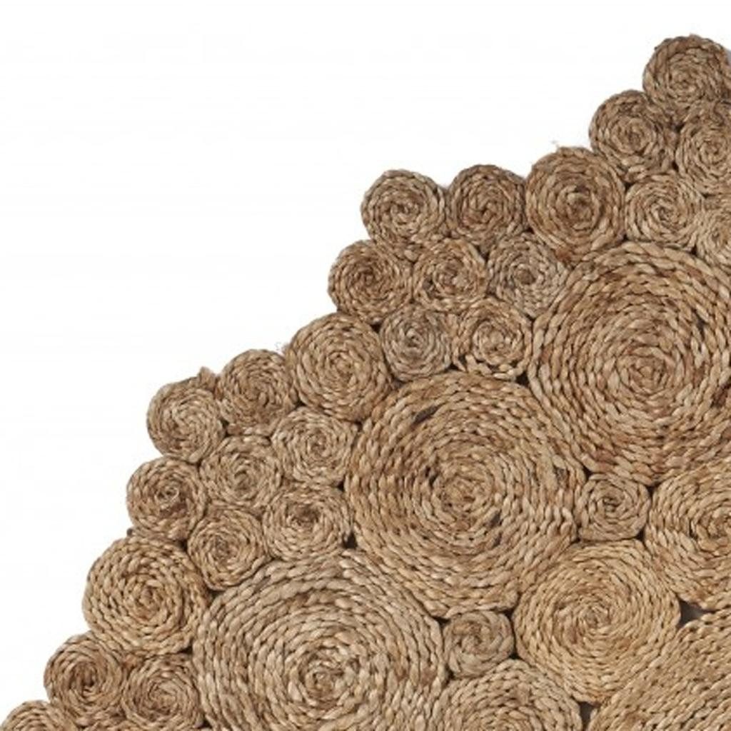 Natural Jute Abstract Geometric Hand Braided Round Area Rug