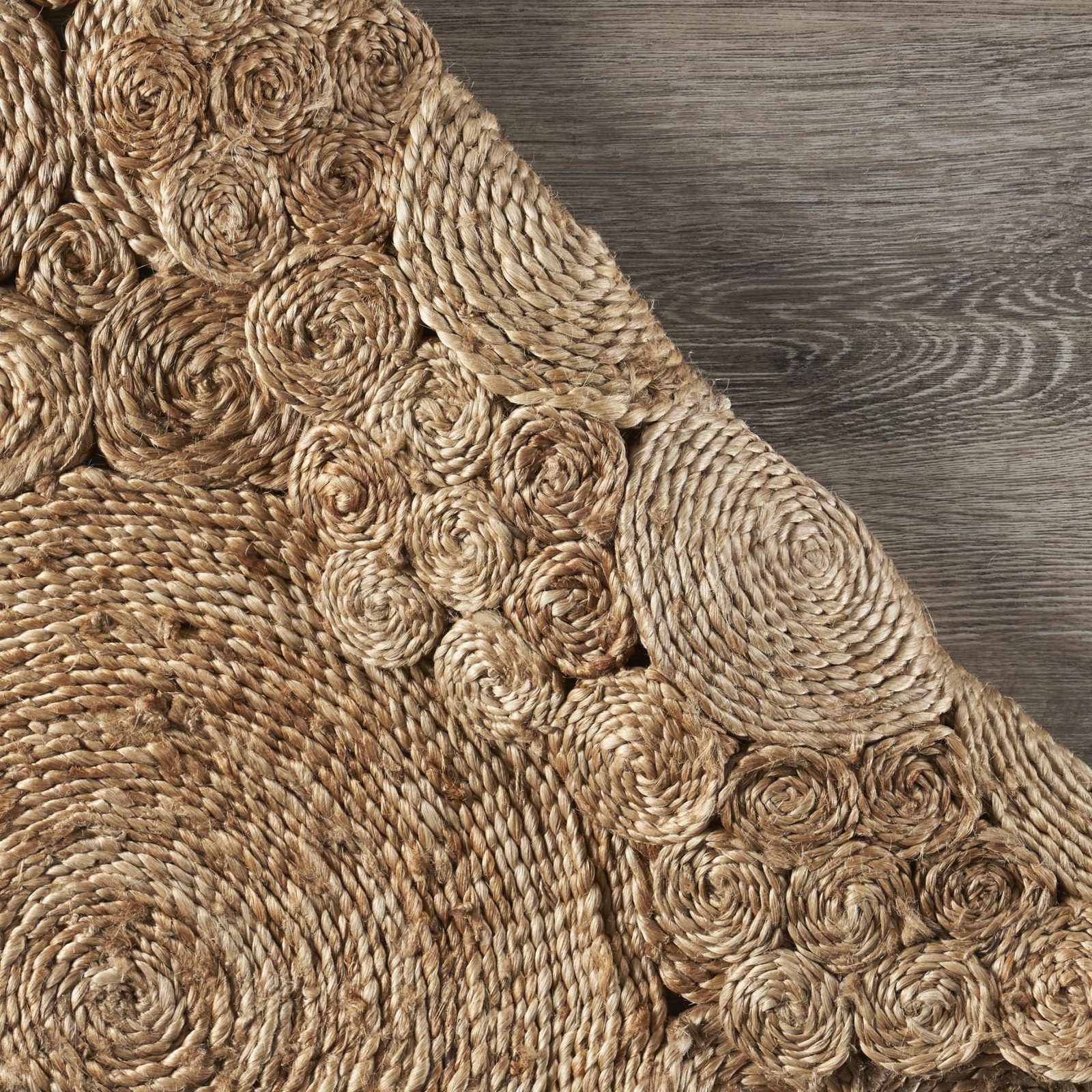 Natural Jute Abstract Geometric Hand Braided Round Area Rug