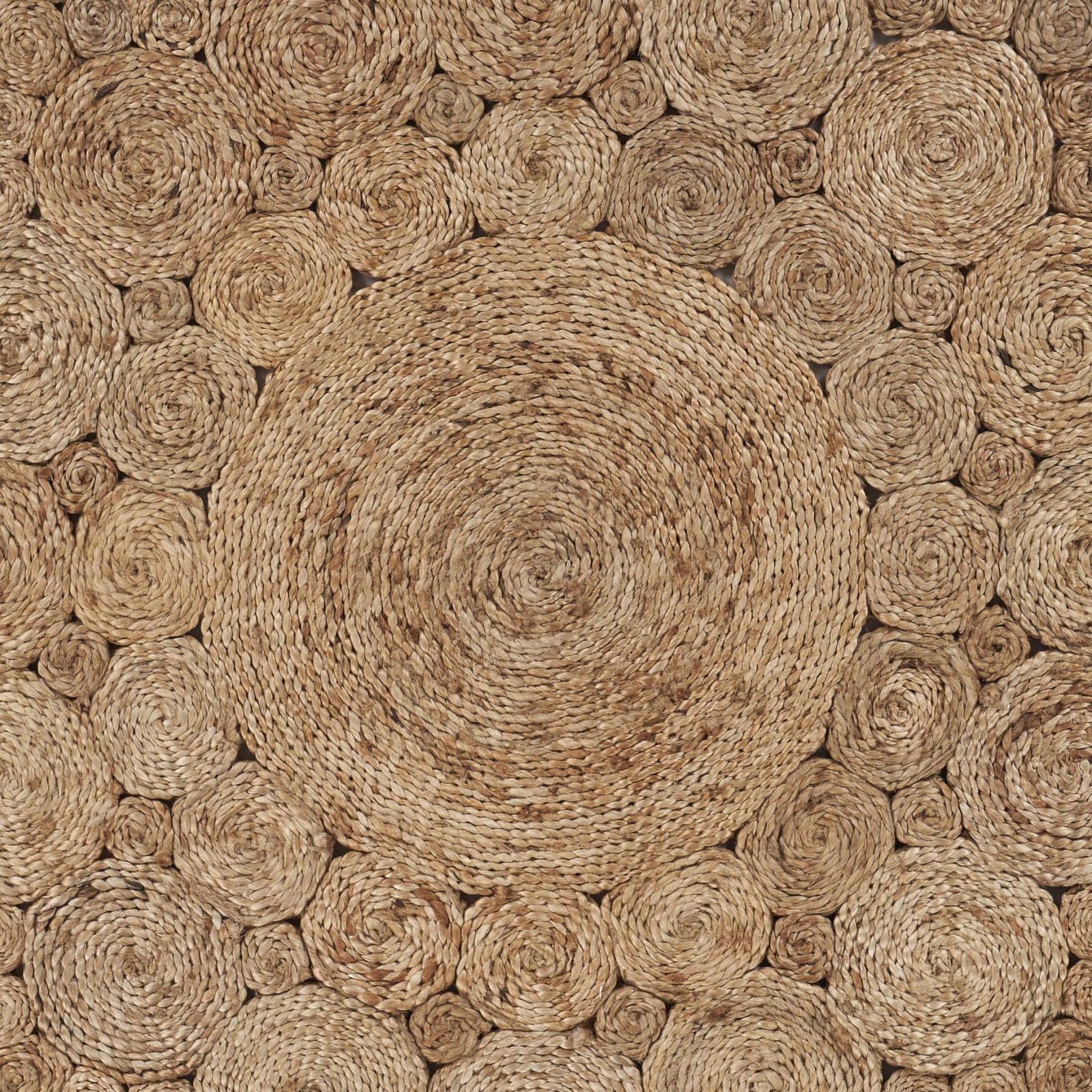 Natural Jute Abstract Geometric Hand Braided Round Area Rug