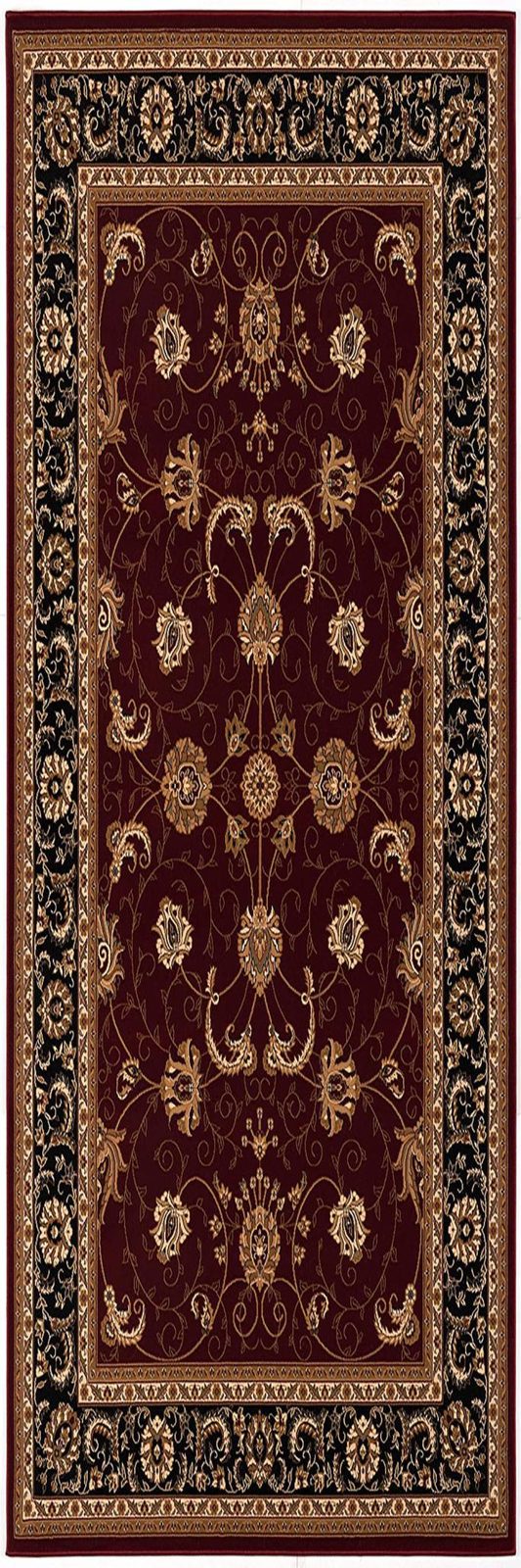 20′ Red and Black Olefin Oriental Runner Rug