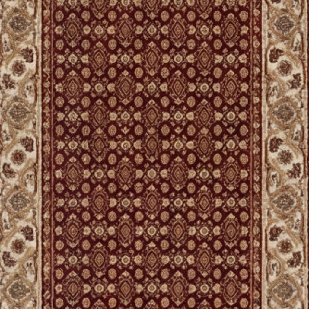 10′ Red and Beige Polypropylene Oriental Runner Rug