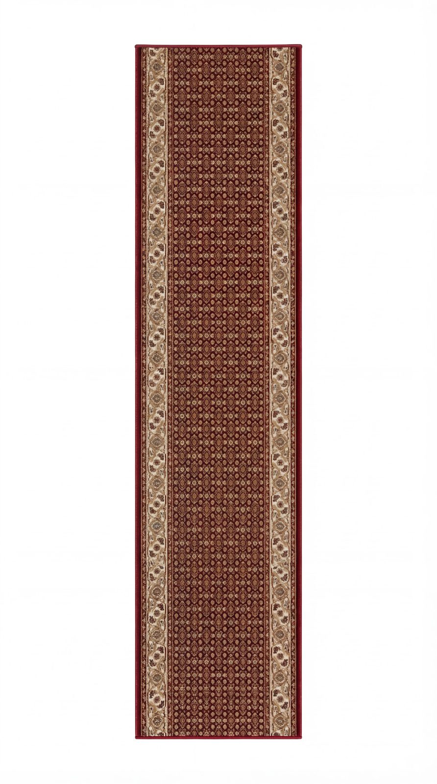 10′ Red and Beige Polypropylene Oriental Runner Rug