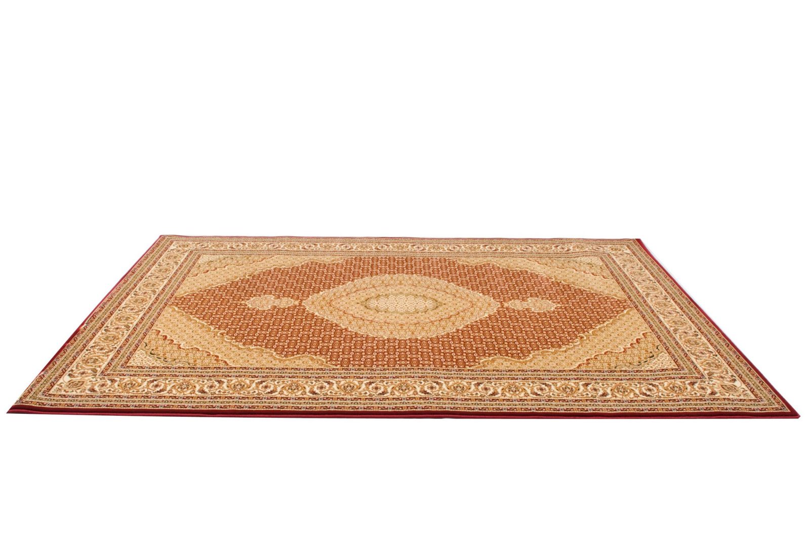 Red and Beige Oriental Olefin Area Rug