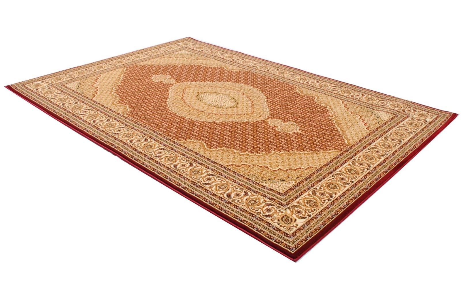 Red and Beige Oriental Olefin Area Rug