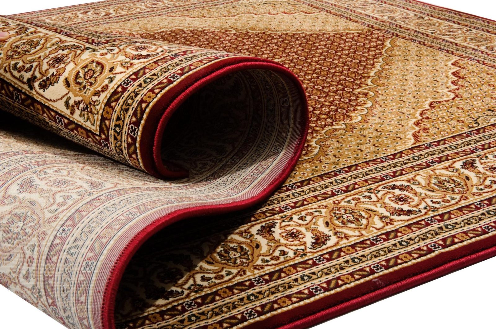 Red and Beige Oriental Olefin Area Rug