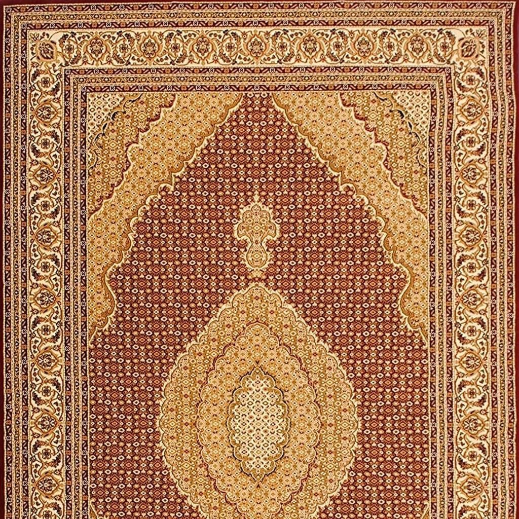 Red and Beige Oriental Olefin Area Rug