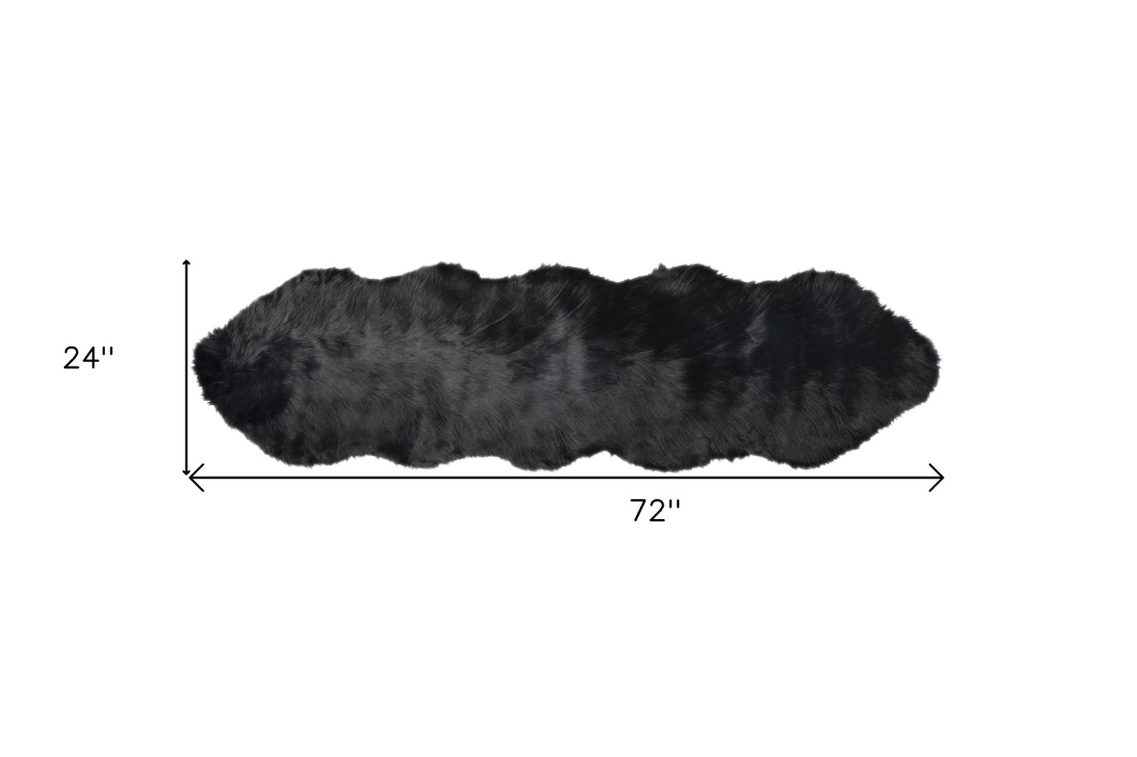 Black Faux Fur Washable Non Skid Area Rug