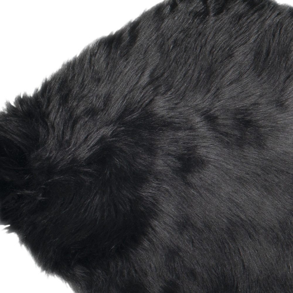 Black Faux Fur Washable Non Skid Area Rug