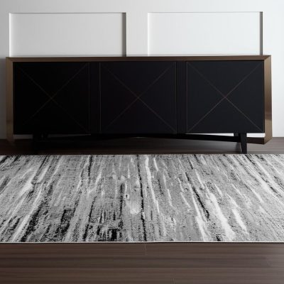 Gray Abstract Polypropylene Rectangle Area Rug