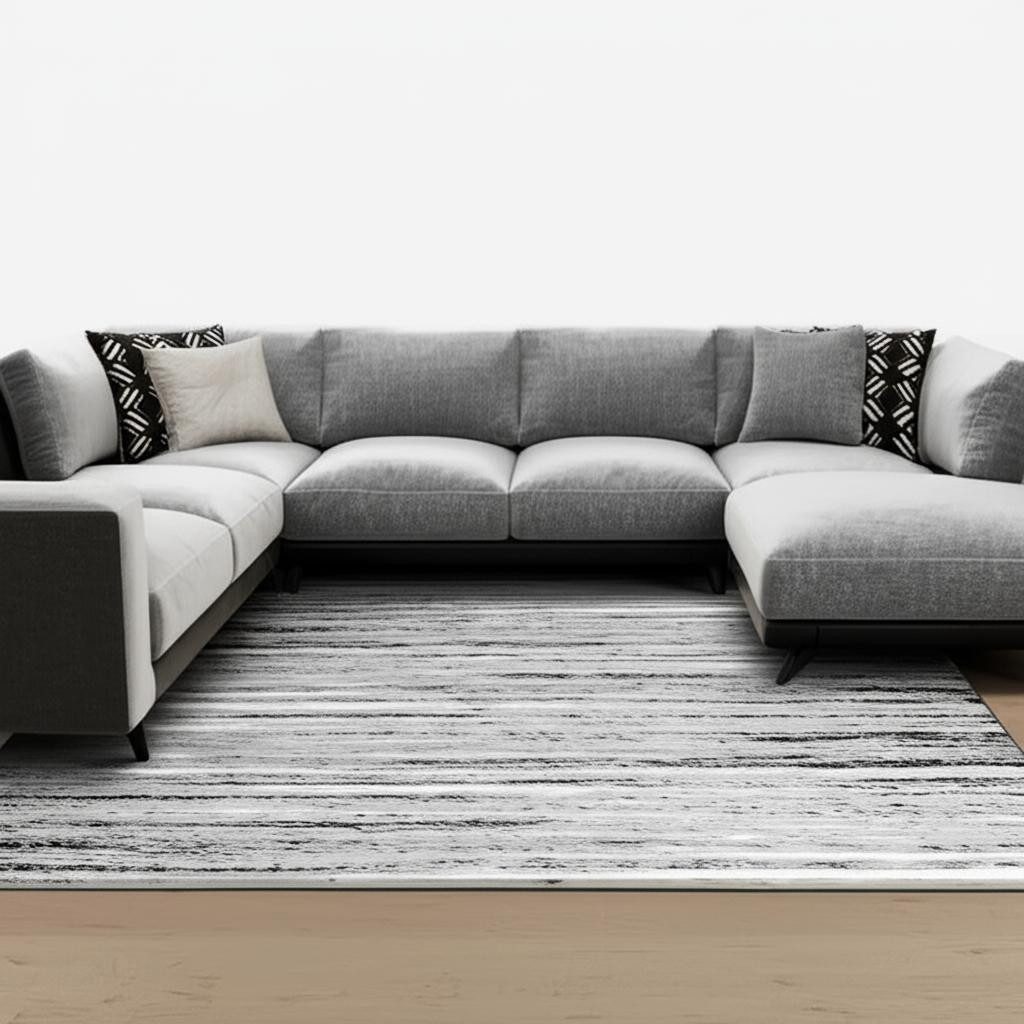 Gray Abstract Polypropylene Rectangle Area Rug, 8′ × 10′