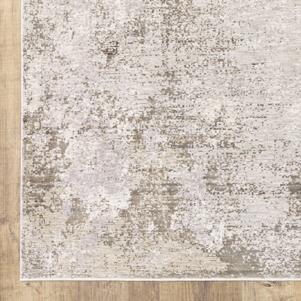 Abstract Beige Gray Brown Polyester Rectangle Area Rug