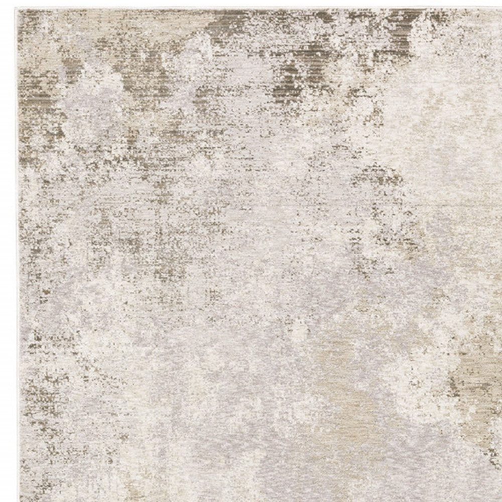 Abstract Beige Gray Brown Polyester Rectangle Area Rug