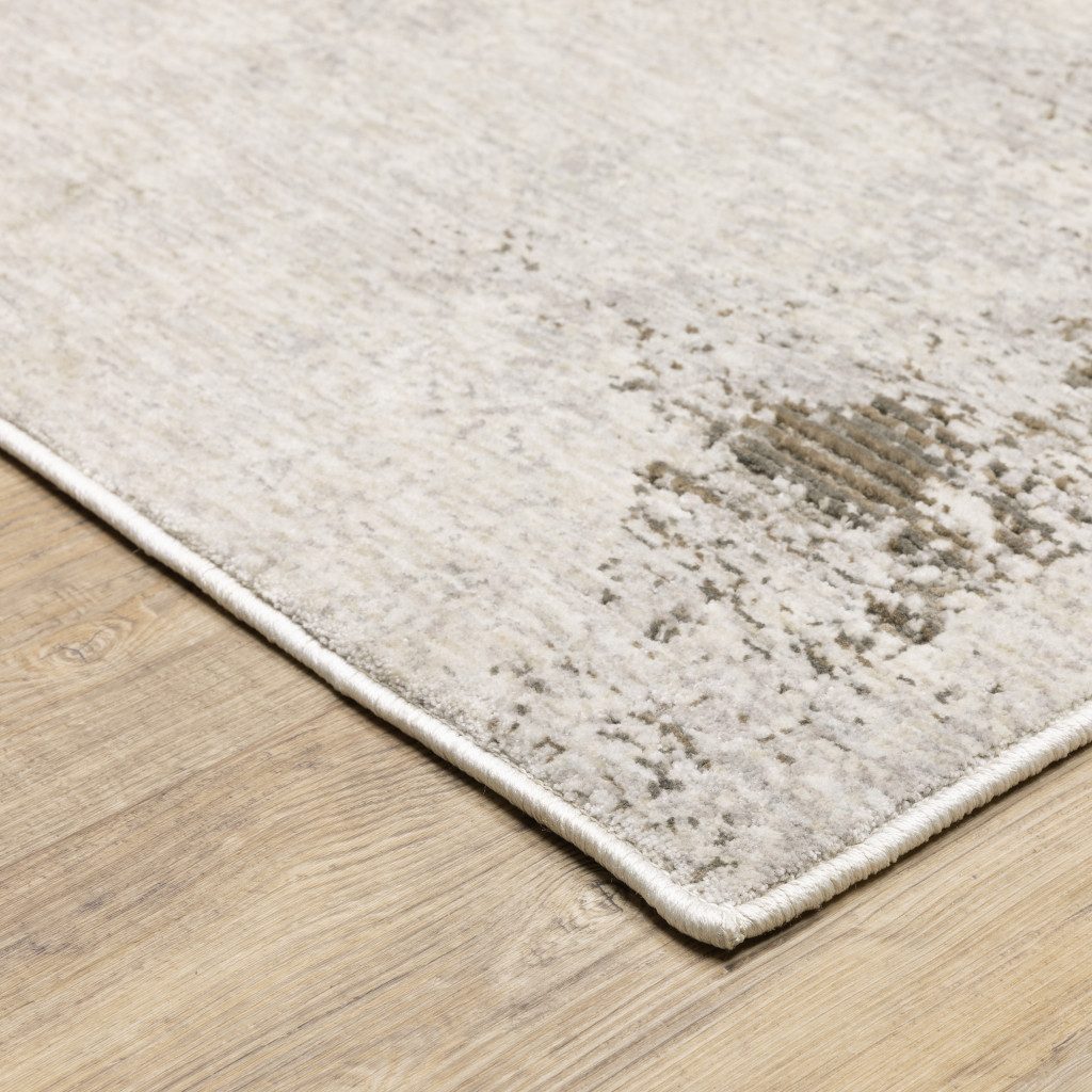 Abstract Beige Gray Brown Polyester Rectangle Area Rug