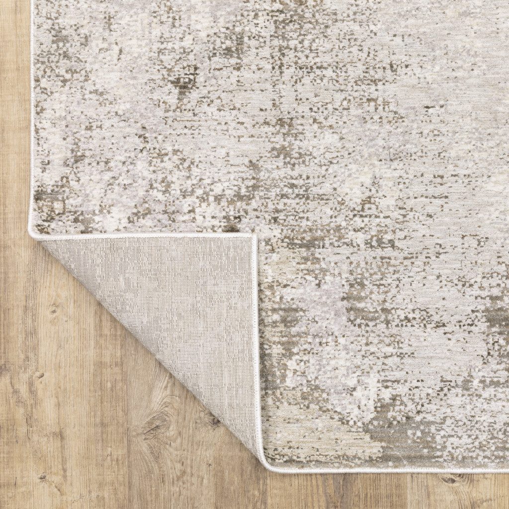 Abstract Beige Gray Brown Polyester Rectangle Area Rug