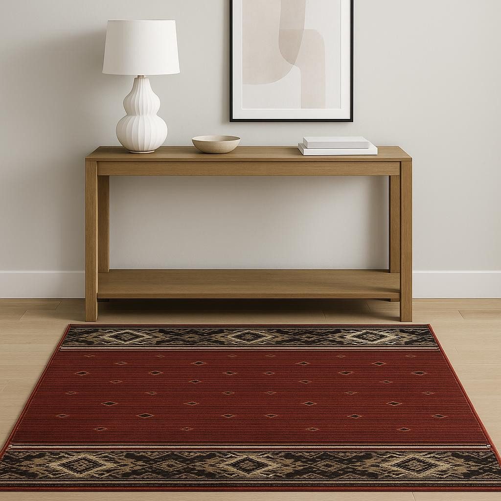 Berry Gold and Ivory Southwestern Polypropylene Rectangle Area Rug, 4′ × 6′