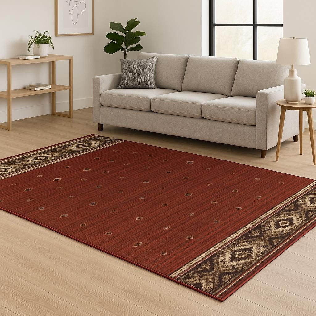 Berry Gold and Ivory Southwestern Polypropylene Rectangle Area Rug, 8′ × 11′